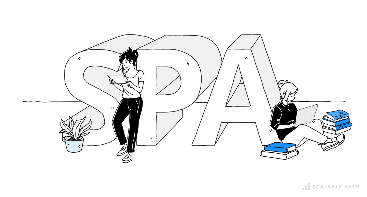 Two women next to a giant SPA letters