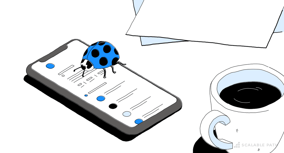 A blue and black ladybug on a mobile phone