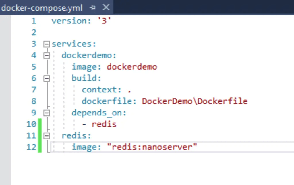 Screenshot of Docker Compose file