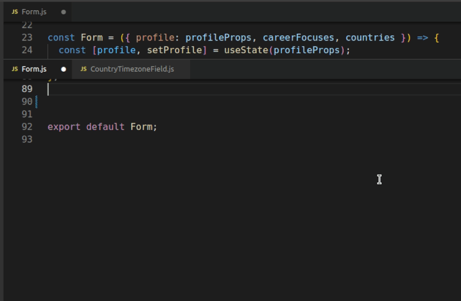 A VSCode animation of GitHub Copilot suggesting React propTypes with shaped type